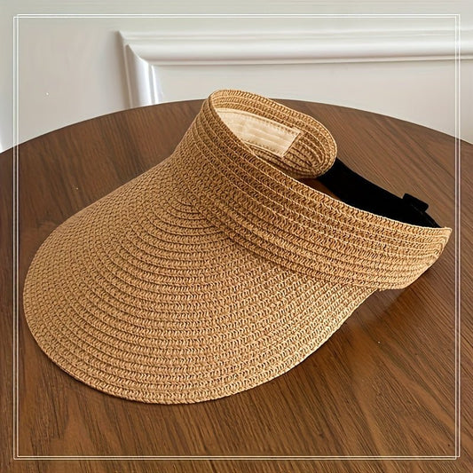 The Southern Atelier - Foldable Wide Brim Women's Sun Visor in Breathable Straw-Look for Sun Protection on the Go - The Southern AtelierSKU_1786566229358_611