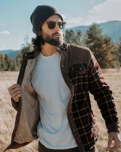 The Southern Atelier - Hampshire Plaid Shirt Jacket with Fleece Lining and Abrasion - Resistant Coating for Outdoor Wear - The Southern AtelierSKU_1778870154508_376