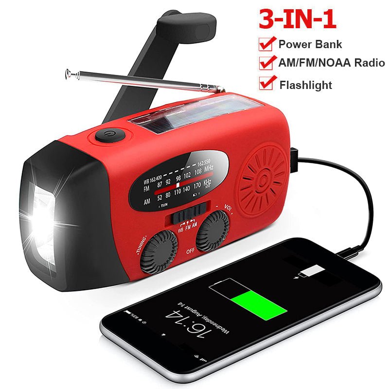 The Southern Atelier - Hand Crank and Solar Emergency Radio with LED Flashlight and Phone Charger for Power Outages - The Southern AtelierSKU_1786566409034_226