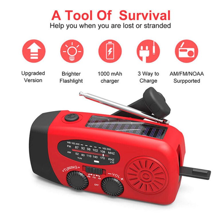 The Southern Atelier - Hand Crank and Solar Emergency Radio with LED Flashlight and Phone Charger for Power Outages - The Southern AtelierSKU_1786566409034_226