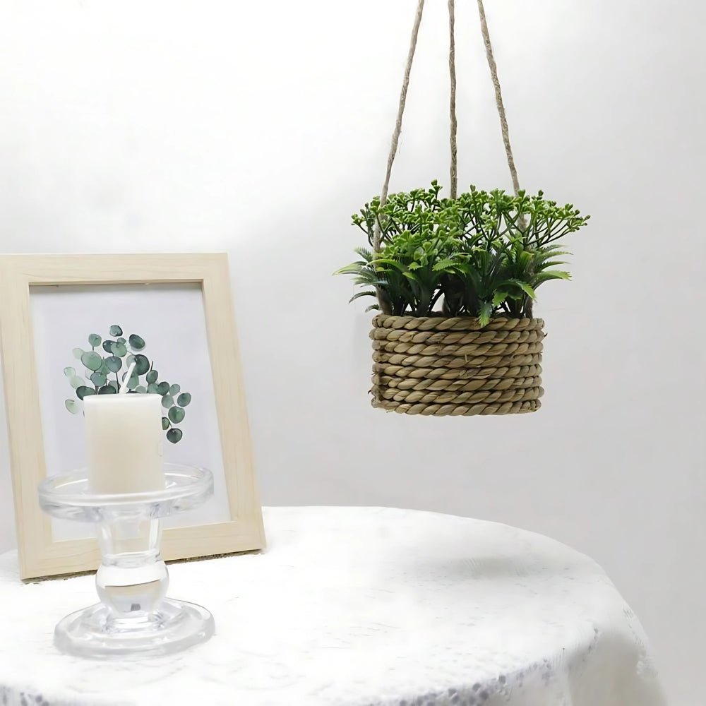 The Southern Atelier – Hanging Faux Plant in Woven Basket - The Southern AtelierSKU_1755202308713_372
