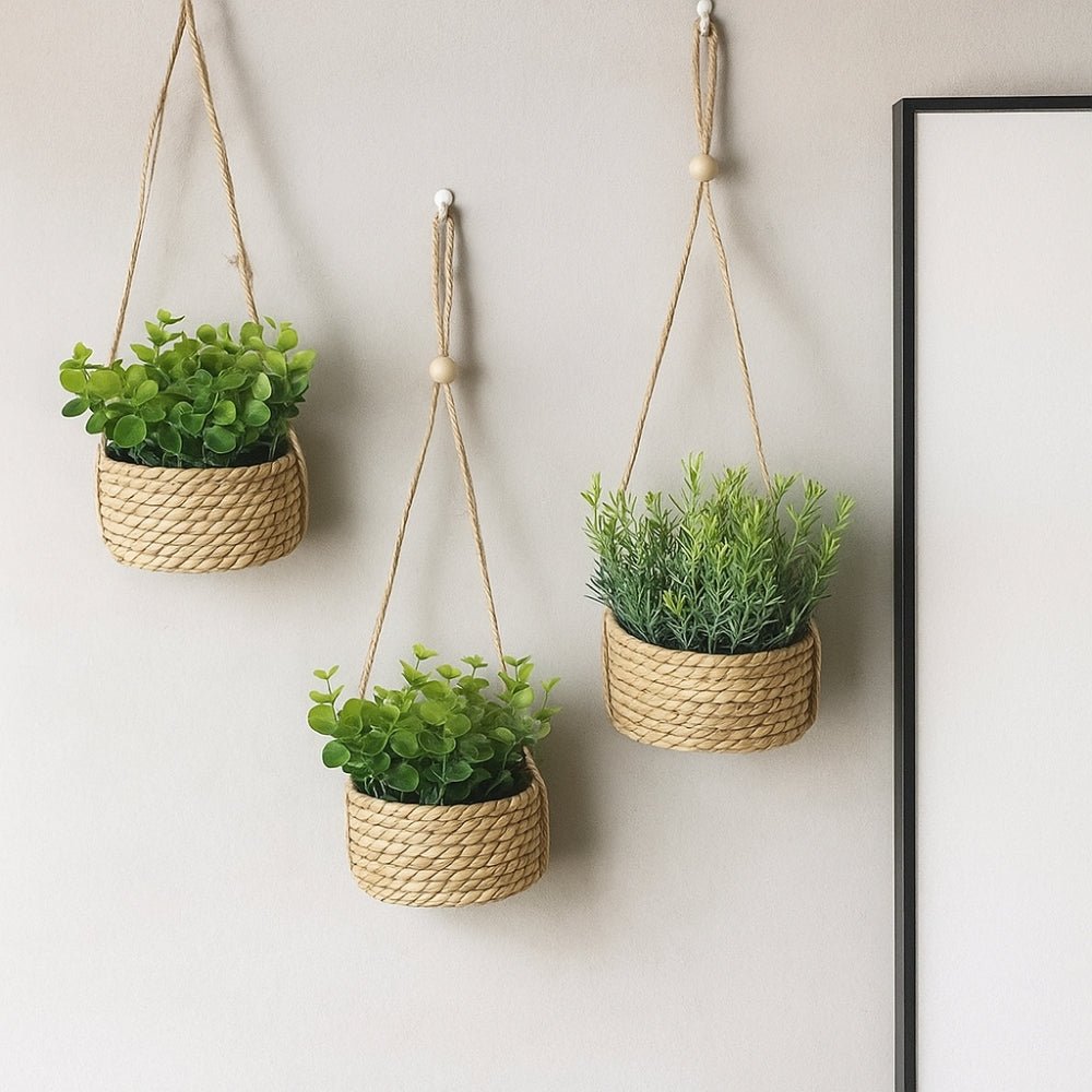 The Southern Atelier – Hanging Faux Plant in Woven Basket - The Southern AtelierSKU_1755202308713_381