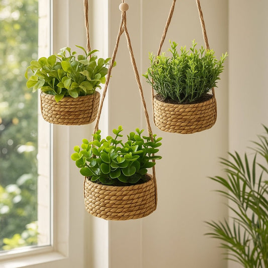 The Southern Atelier – Hanging Faux Plant in Woven Basket - The Southern AtelierSKU_1755202308713_381