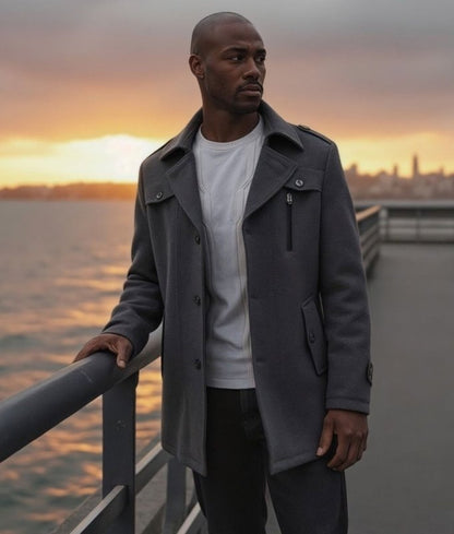 The Southern Atelier - Harvard Wool - Blend Trench Coat with Removable Liner and Inner Zip Collar for All - Weather Wear - The Southern AtelierSKU_1778870117640_902