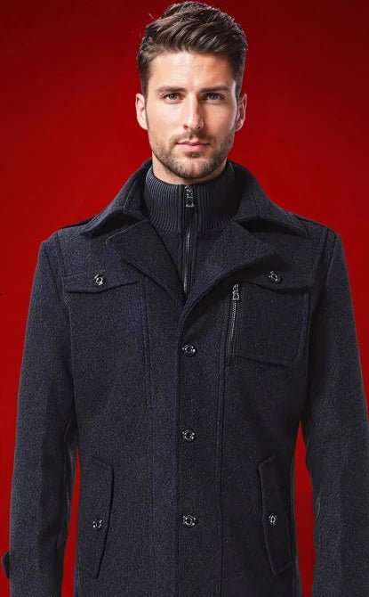 The Southern Atelier - Harvard Wool - Blend Trench Coat with Removable Liner and Inner Zip Collar for All - Weather Wear - The Southern AtelierSKU_1778870117640_902