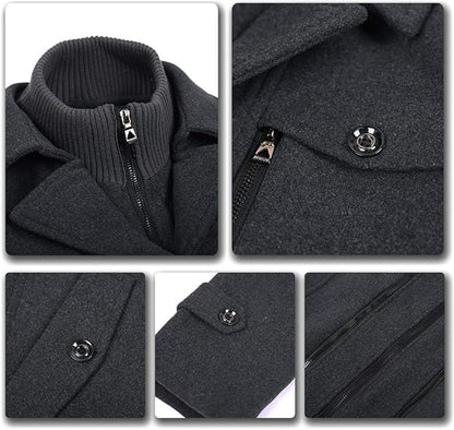 The Southern Atelier - Harvard Wool - Blend Trench Coat with Removable Liner and Inner Zip Collar for All - Weather Wear - The Southern AtelierSKU_1778870117640_902