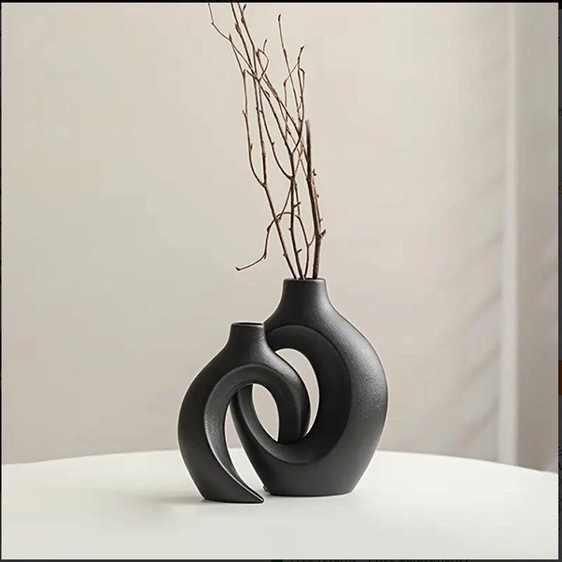 The Southern Atelier – Hollow Ceramic Vase Pair - The Southern AtelierSKU_1757600767112_904