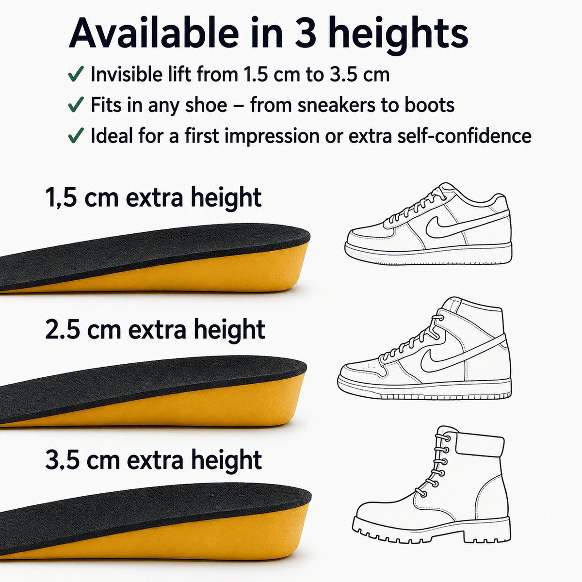 The Southern Atelier - Invisible Adjustable Height-Lift Silicone Insoles for All-Day Comfort in Most Shoes - The Southern AtelierSKU_1786565941157_784