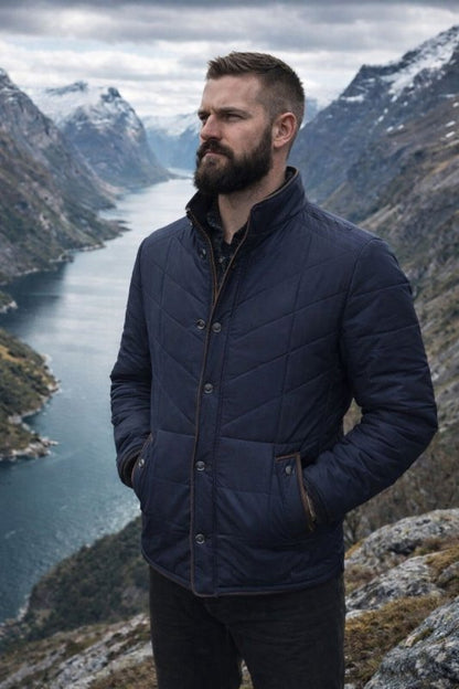 The Southern Atelier - Liddesdale Tailored Quilted Men's Jacket with Removable Faux Fur Collar - The Southern AtelierSKU_1778870112218_865