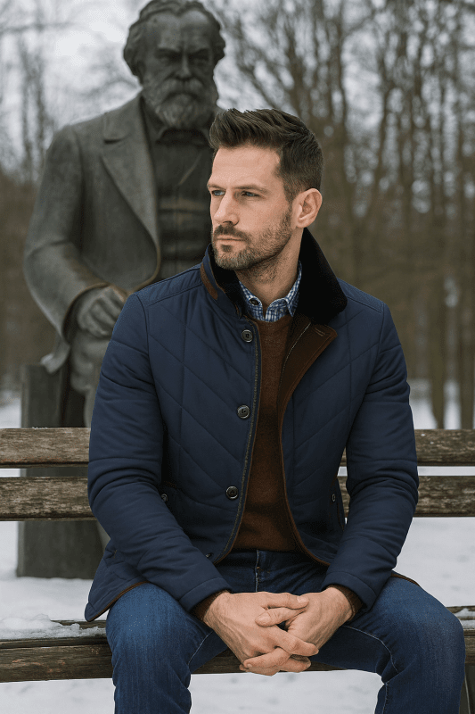 The Southern Atelier - Liddesdale Tailored Quilted Men's Jacket with Removable Faux Fur Collar - The Southern AtelierSKU_1778870112218_865