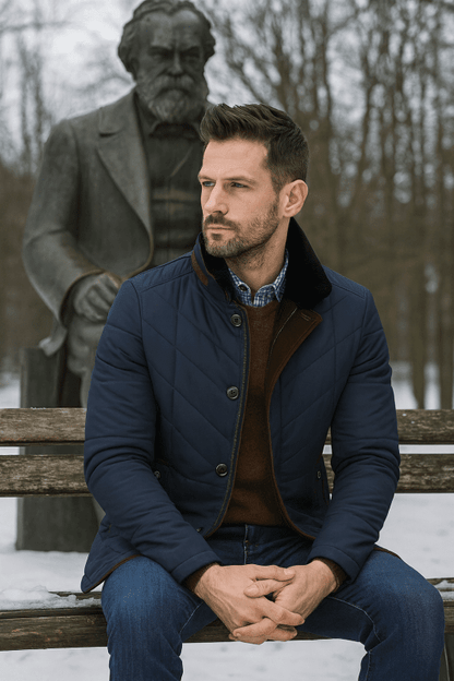 The Southern Atelier - Liddesdale Tailored Quilted Men's Jacket with Removable Faux Fur Collar - The Southern AtelierSKU_1778870112218_865