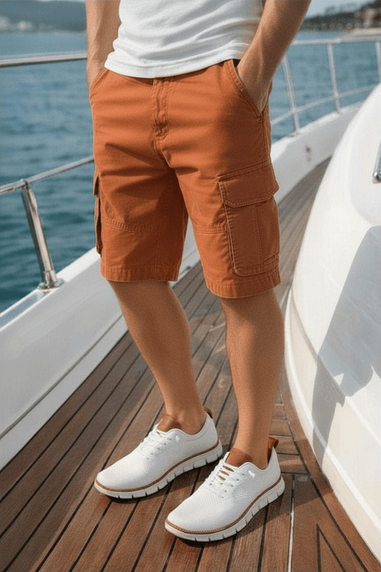 The Southern Atelier - Lorax Cotton - Blend Cargo Shorts with Cargo Pockets, Adjustable Hem, Relaxed Fit - The Southern AtelierSKU_1778870136998_12