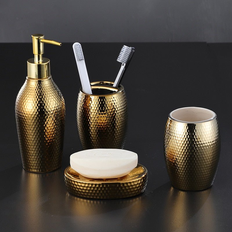 The Southern Atelier – Luxurious 4 - Piece Bathroom Accessory Set in Gold Finish for a Touch of Serene Elegance - The Southern AtelierSKU_1758918509562_535