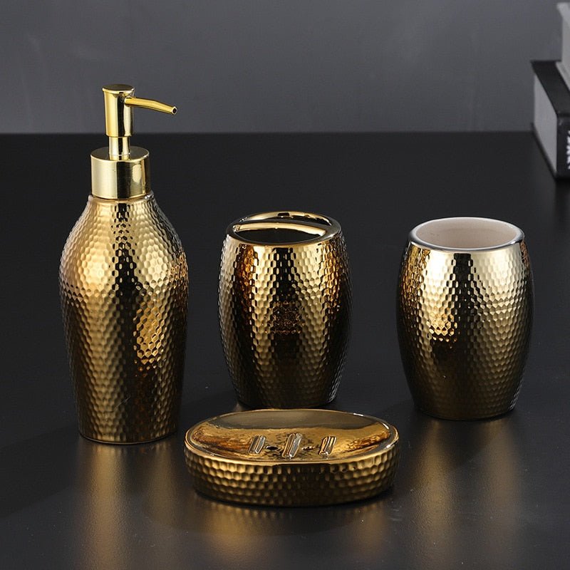 The Southern Atelier – Luxurious 4 - Piece Bathroom Accessory Set in Gold Finish for a Touch of Serene Elegance - The Southern AtelierSKU_1758918509562_535