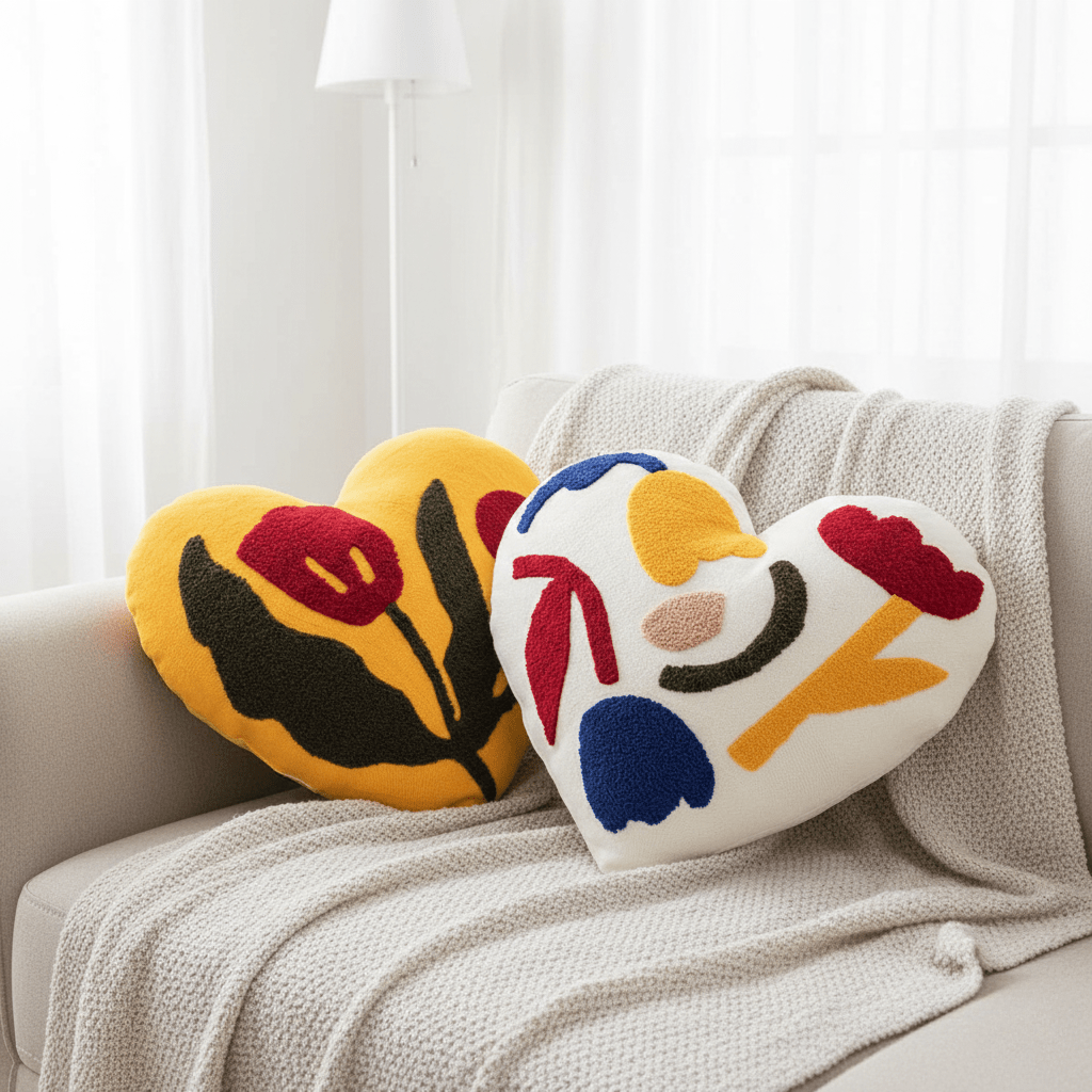 The Southern Atelier – Luxurious Heart Plush Cushion with Floral Design for a Stylish Living Space - The Southern AtelierSKU_1763119296168_741