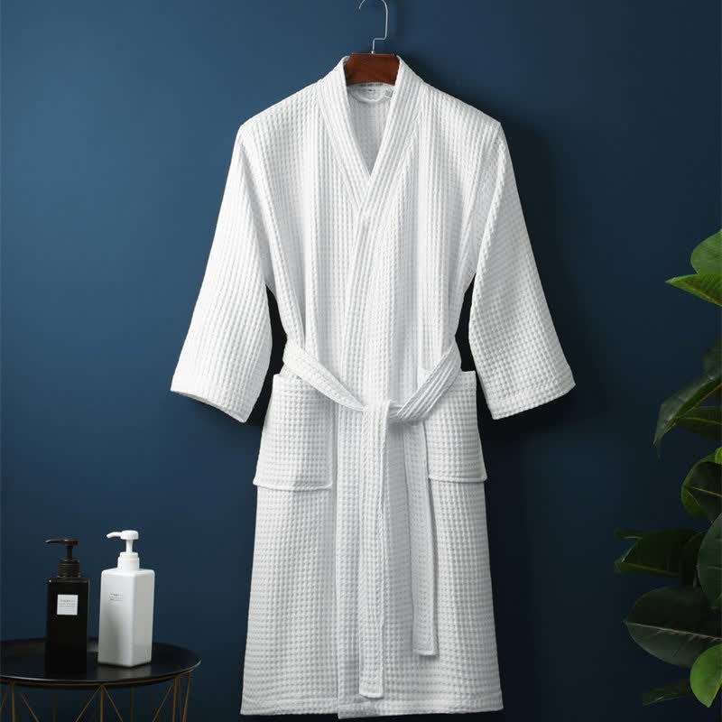 The Southern Atelier – Luxurious Waffle Cotton Bathrobe in Soft Pastels for a Cozy Retreat - The Southern AtelierSKU_1762849856802_123