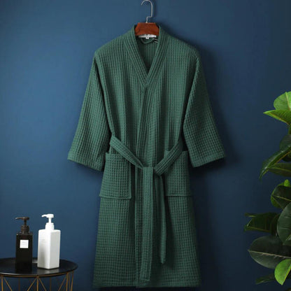 The Southern Atelier – Luxurious Waffle Cotton Bathrobe in Soft Pastels for a Cozy Retreat - The Southern AtelierSKU_1762849856802_515