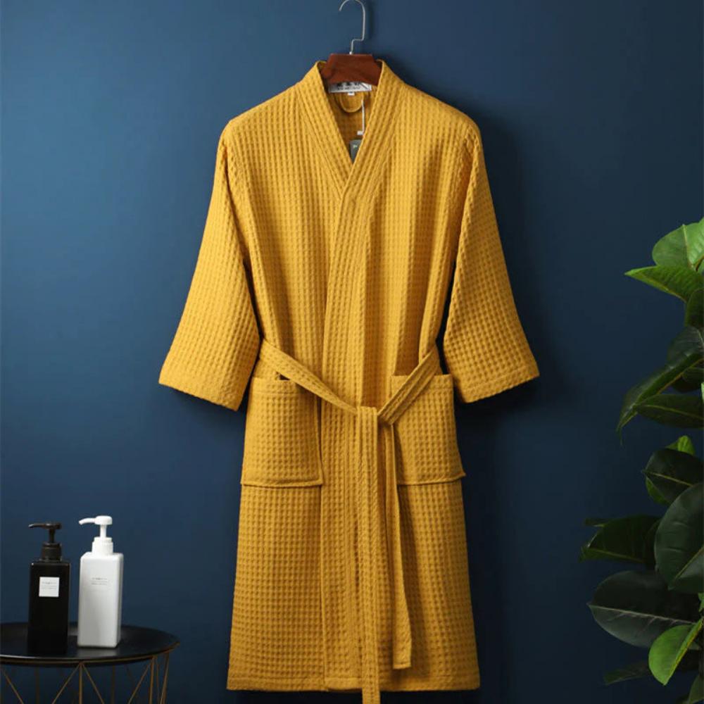 The Southern Atelier – Luxurious Waffle Cotton Bathrobe in Soft Pastel