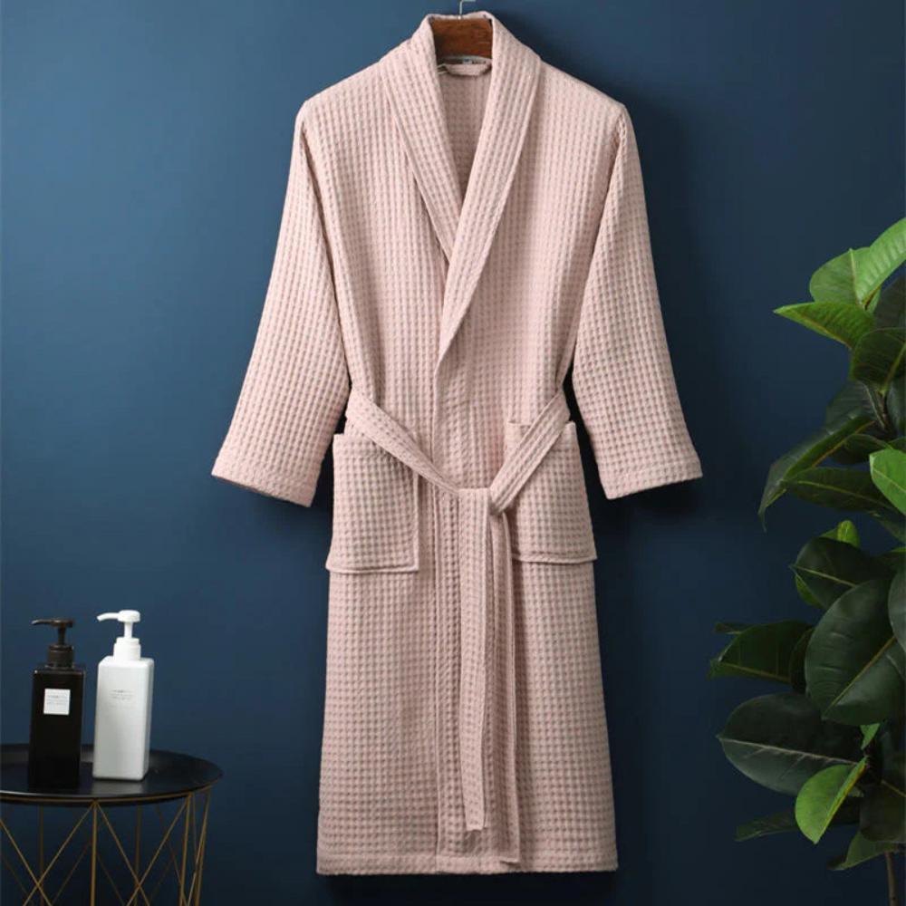 The Southern Atelier – Luxurious Waffle Cotton Bathrobe in Soft Pastels for a Cozy Retreat - The Southern AtelierSKU_1762849856802_600