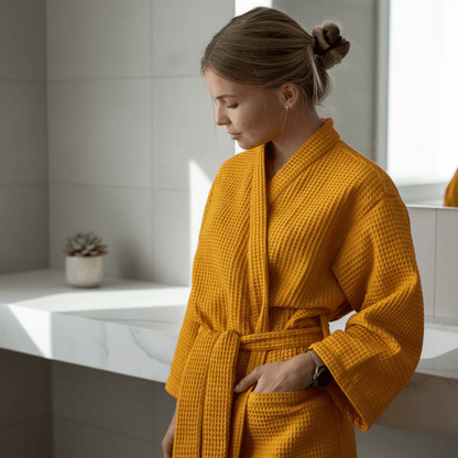 The Southern Atelier – Luxurious Waffle Cotton Bathrobe in Soft Pastels for a Cozy Retreat - The Southern AtelierSKU_1762849856802_625