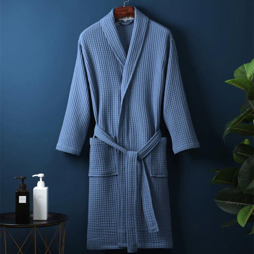mens cotton waffle dressing gown Waffle Spa Bathrobe for Men - Absorbent, Lightweight