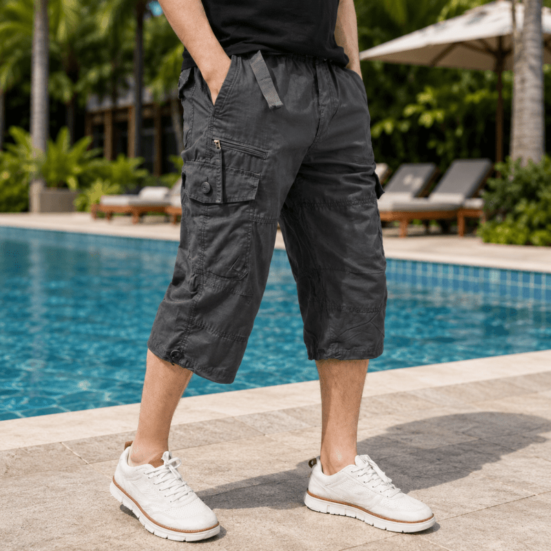 The Southern Atelier - Molecule Three-Quarter Cargo Shorts in Stretch Water-Repellent Fabric for Everyday Wear - The Southern AtelierSKU_1784316937224_256