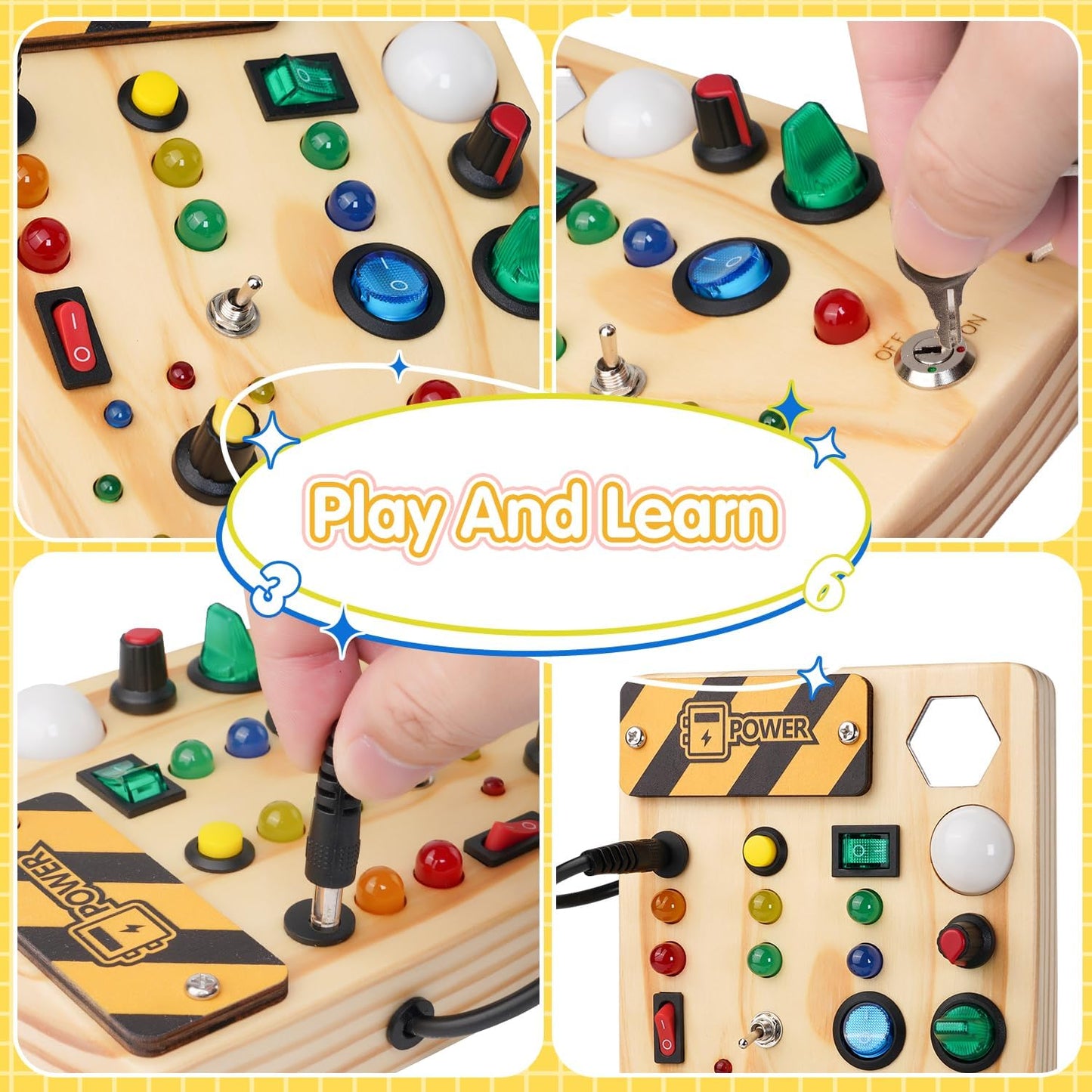 The Southern Atelier - Montessori LED Busy Board with 27 Lights and 10 Switches for Sensory Play Ages 1–6 - The Southern AtelierSKU_1786566156611_378