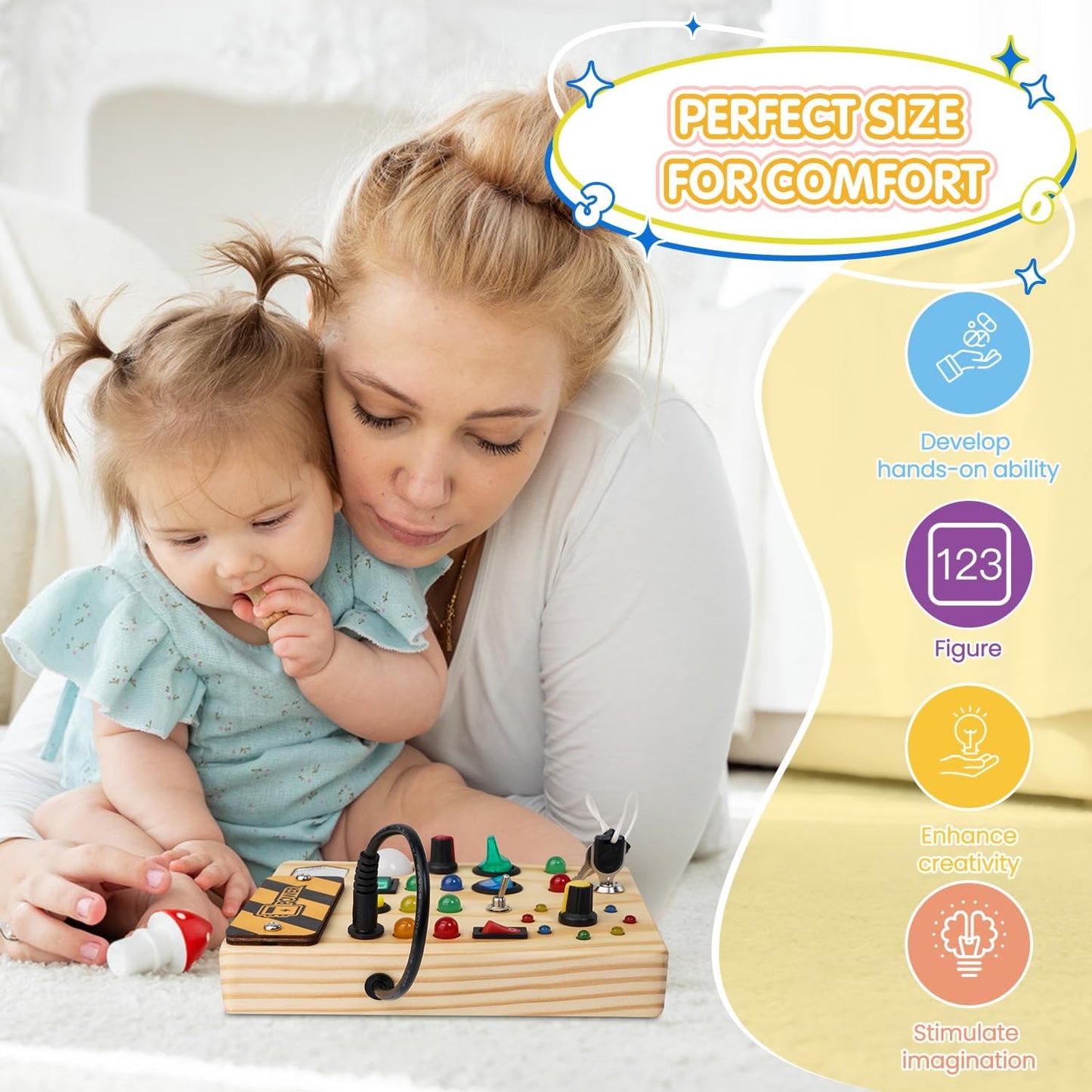 The Southern Atelier - Montessori LED Busy Board with 27 Lights and 10 Switches for Sensory Play Ages 1–6 - The Southern AtelierSKU_1786566156611_378