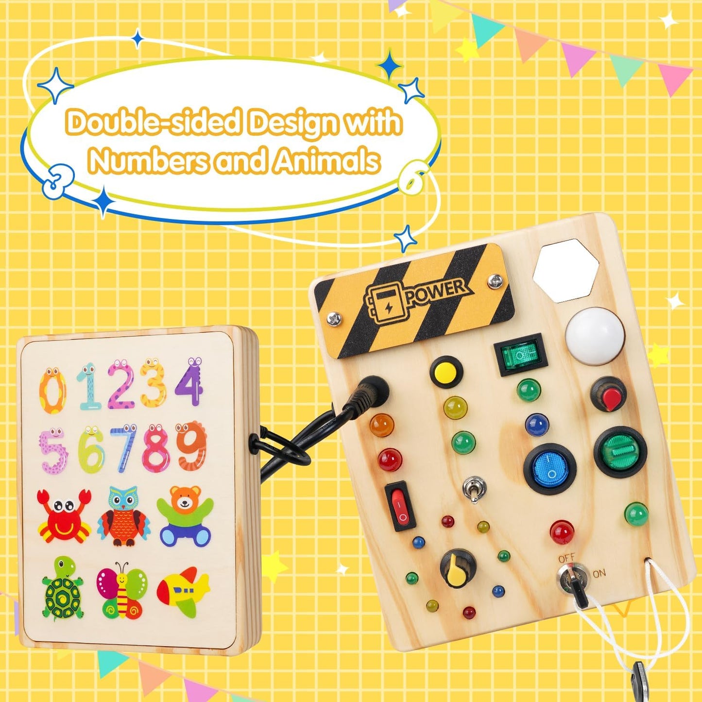 The Southern Atelier - Montessori LED Busy Board with 27 Lights and 10 Switches for Sensory Play Ages 1–6 - The Southern AtelierSKU_1786566156611_378