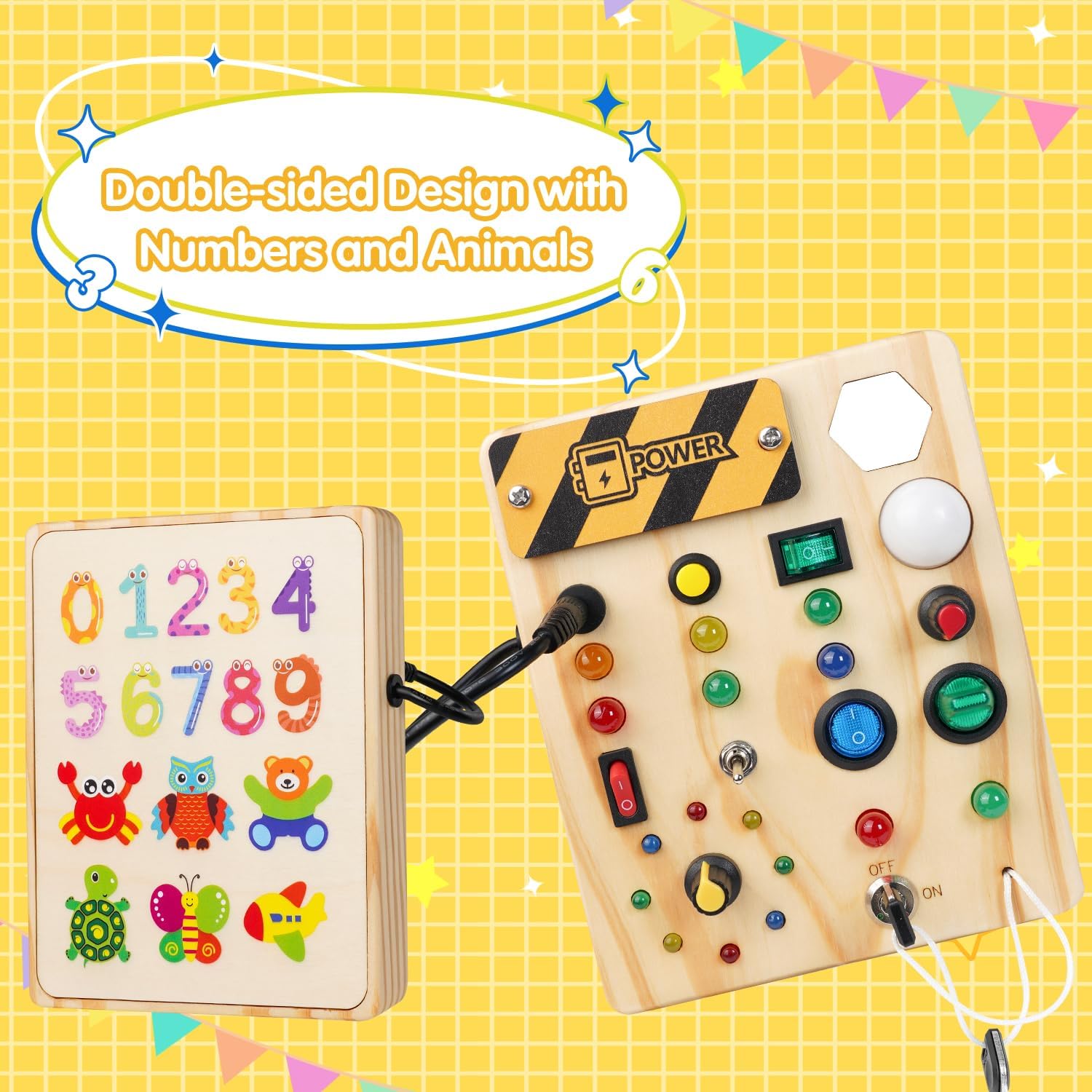 The Southern Atelier - Montessori LED Busy Board with 27 Lights and 10 Switches for Sensory Play Ages 1–6 - The Southern AtelierSKU_1786566156611_378