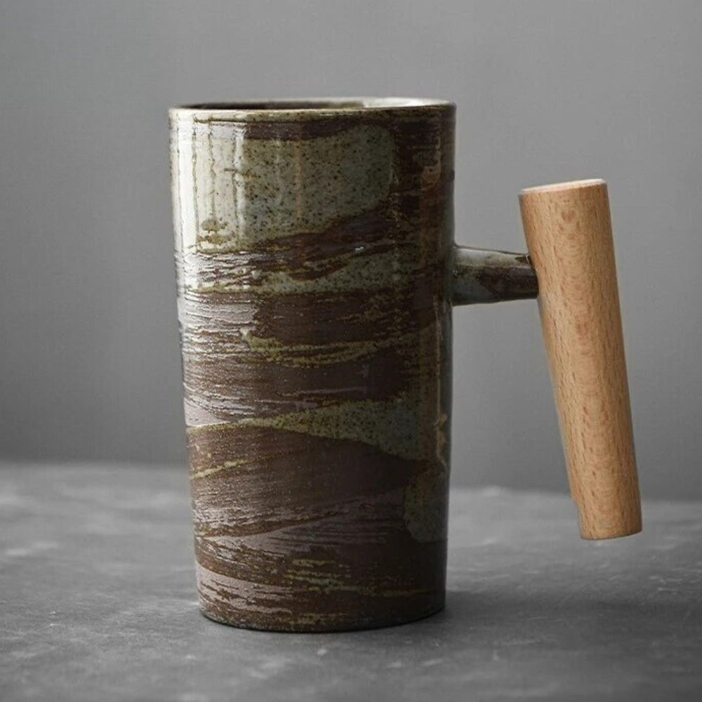 The Southern Atelier – Nordic Harmony Earth - Tone Ceramic Mugs with Wooden Accents - The Southern AtelierSKU_1758918624072_674