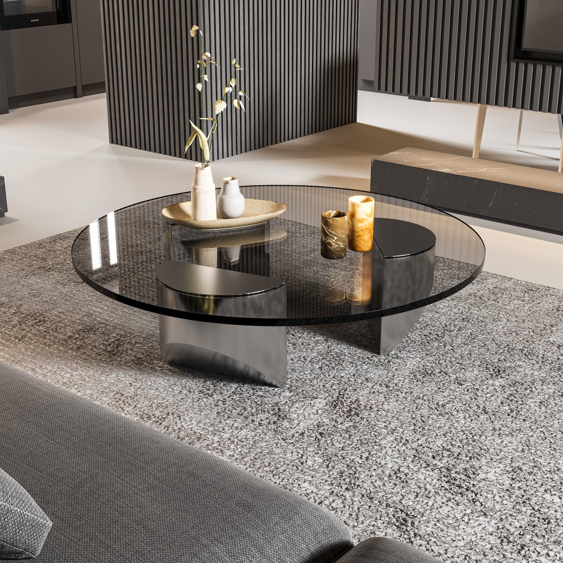 The Southern Atelier – Nordic Round Glass Coffee Table - The Southern AtelierSKU_1754143259278_143
