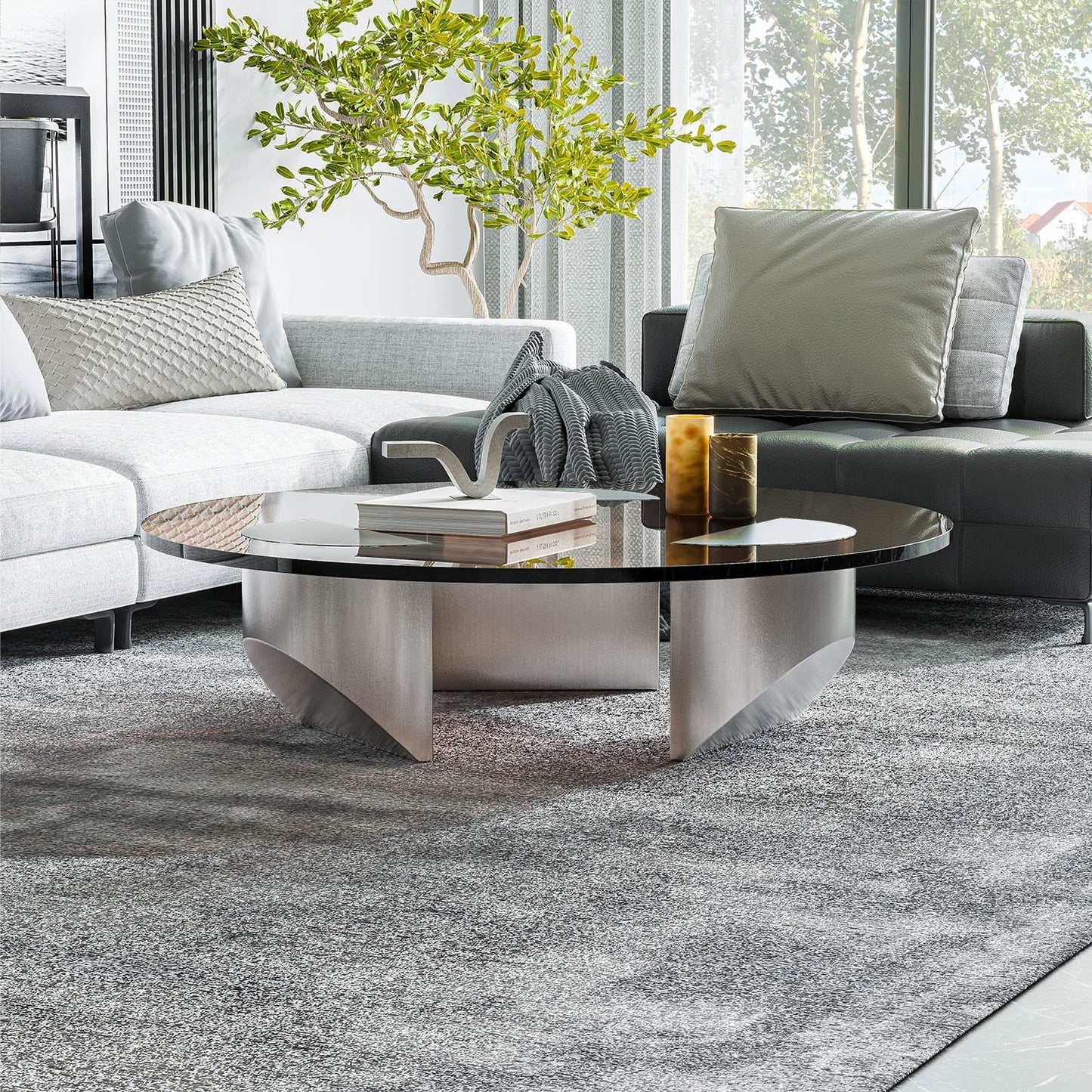 The Southern Atelier – Nordic Round Glass Coffee Table - The Southern AtelierSKU_1754143259278_301