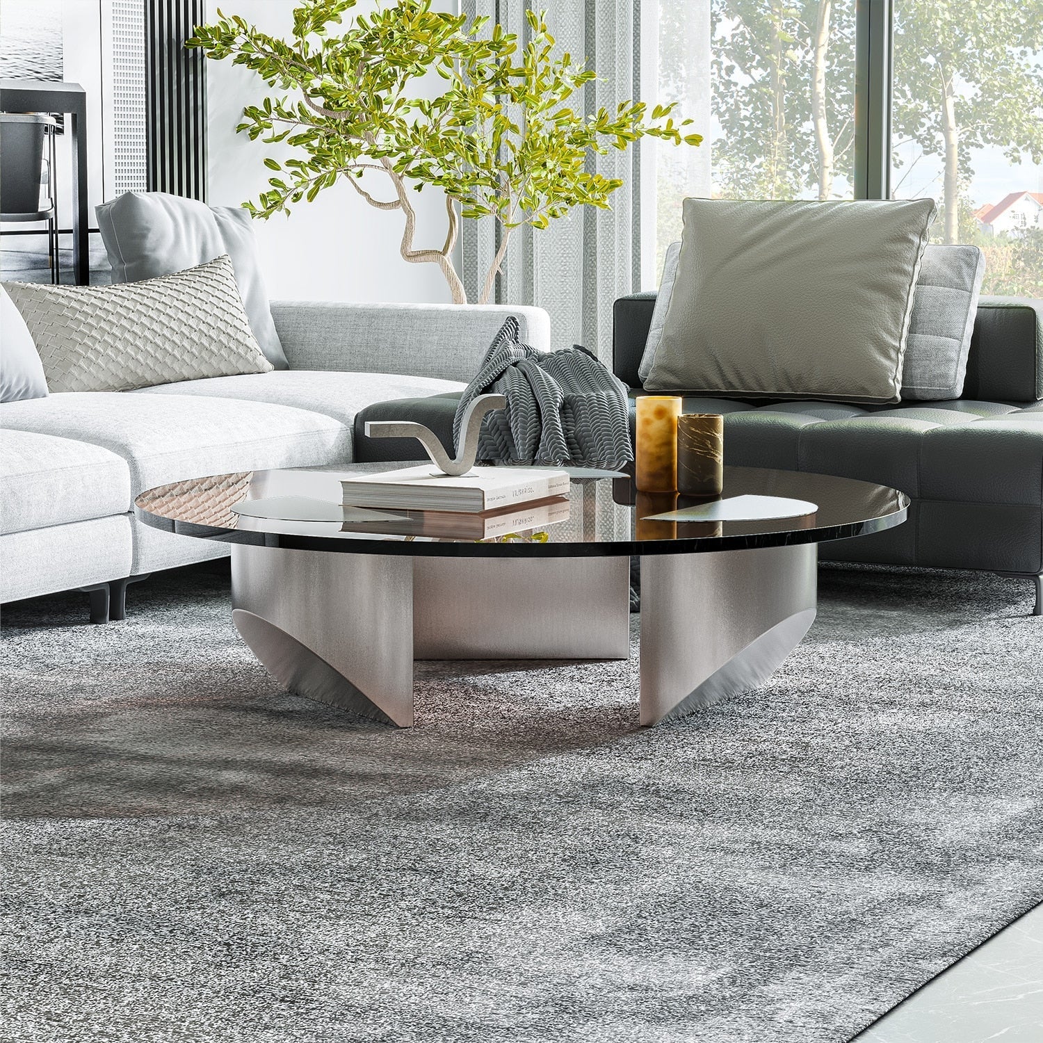 The Southern Atelier – Nordic Round Glass Coffee Table - The Southern AtelierSKU_1754143259278_301