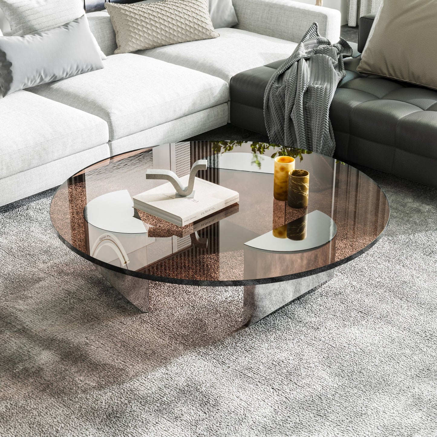 The Southern Atelier – Nordic Round Glass Coffee Table - The Southern AtelierSKU_1754143259278_301