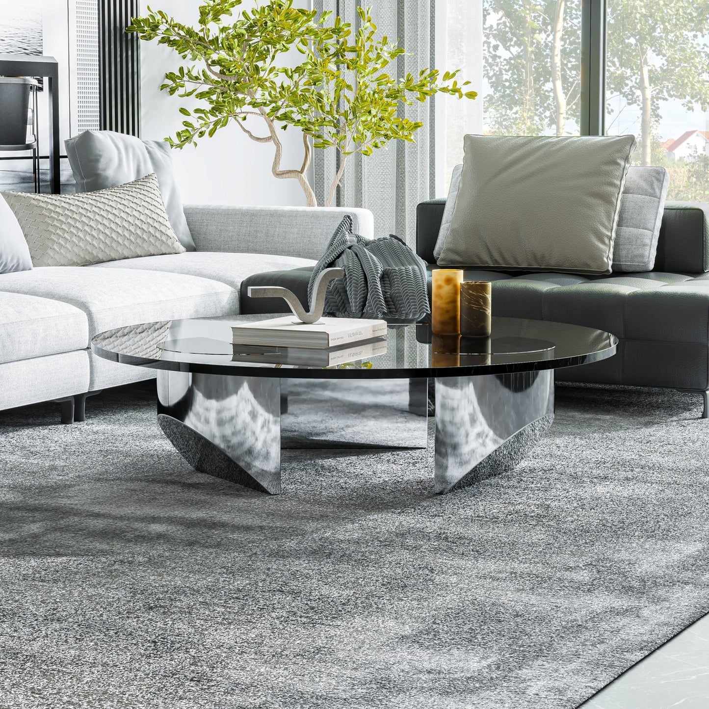 The Southern Atelier – Nordic Round Glass Coffee Table - The Southern AtelierSKU_1754143259278_301