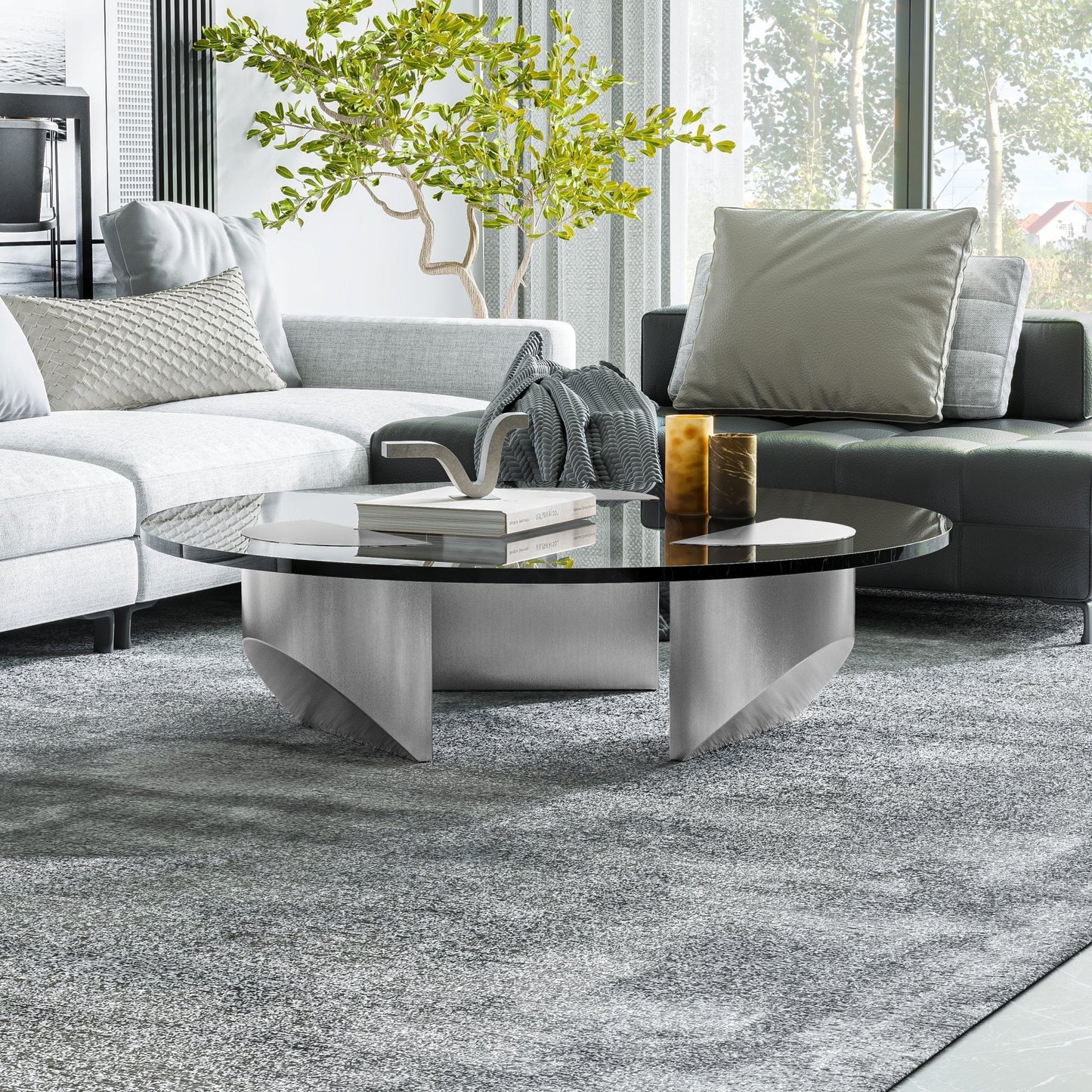 The Southern Atelier – Nordic Round Glass Coffee Table - The Southern AtelierSKU_1754143259278_301
