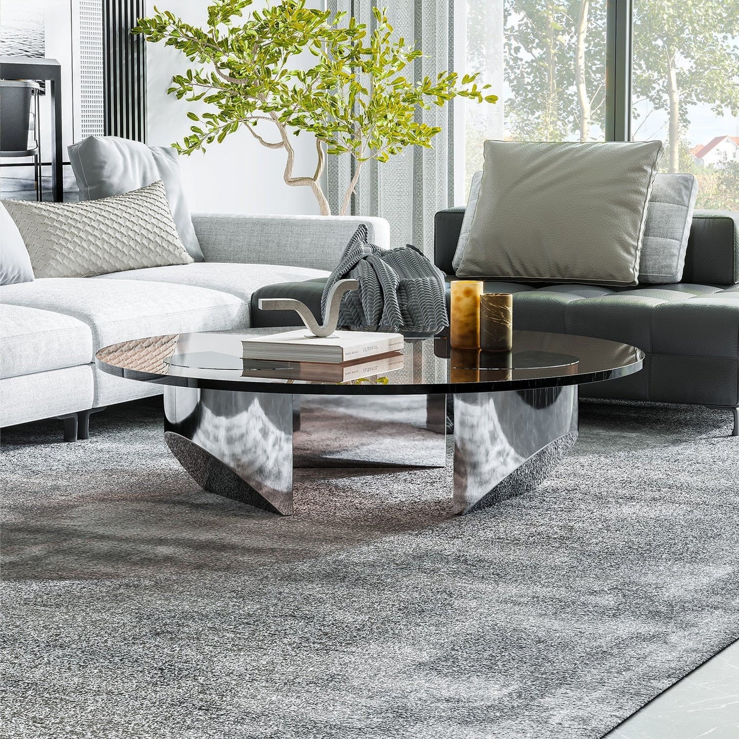 The Southern Atelier – Nordic Round Glass Coffee Table - The Southern AtelierSKU_1754143259278_301