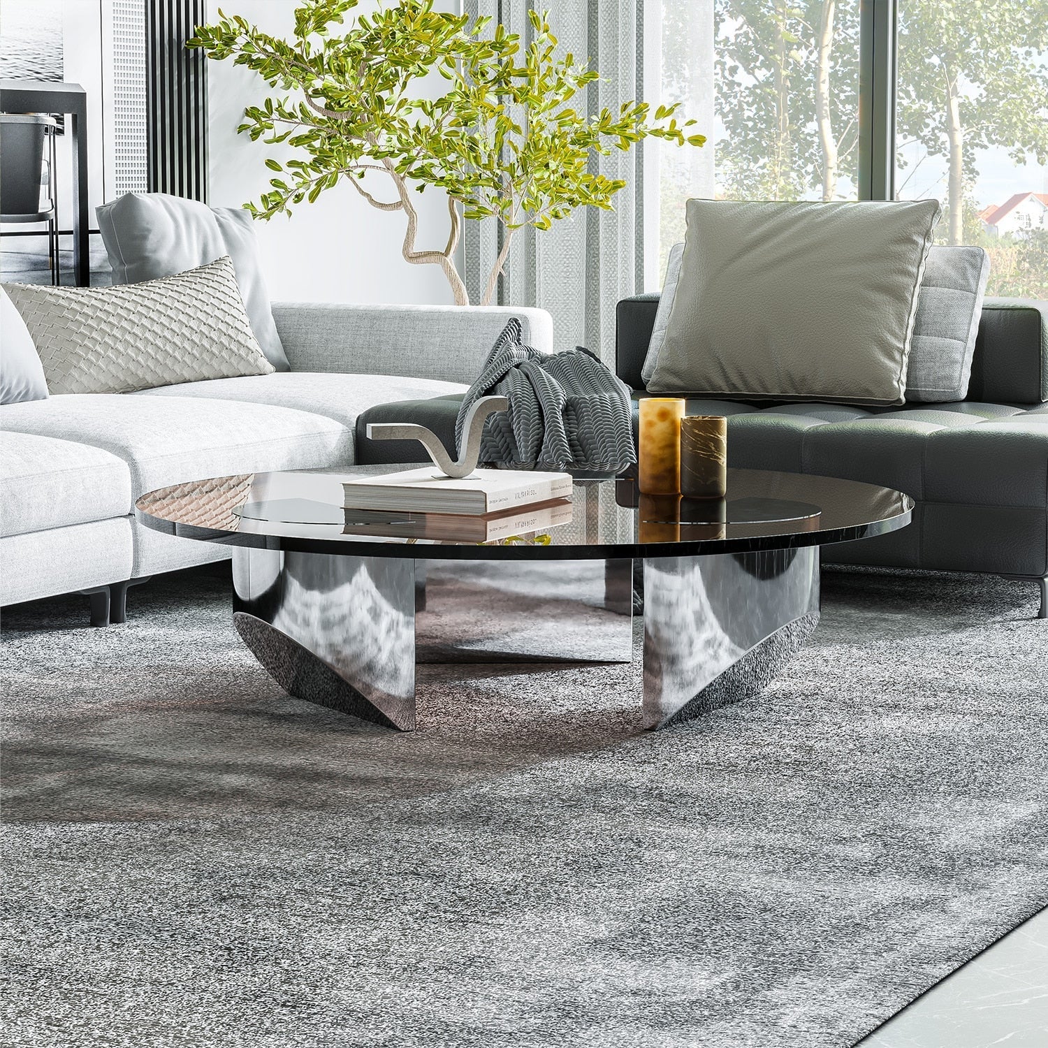 The Southern Atelier – Nordic Round Glass Coffee Table - The Southern AtelierSKU_1754143259278_301