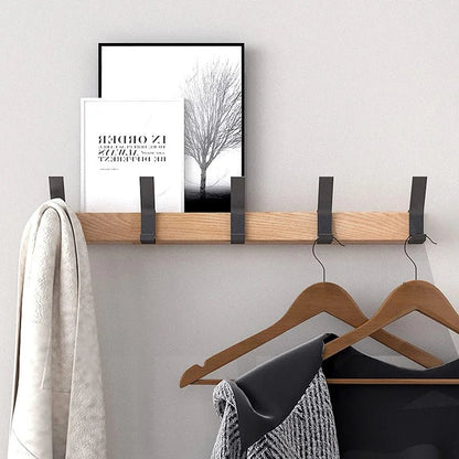 The Southern Atelier - Nordic Wall Coat Rack with 5 Movable Double Hooks in Wood and Aluminium, Black, 40 x 7 x 7 cm - The Southern AtelierSKU_1786565991665_679