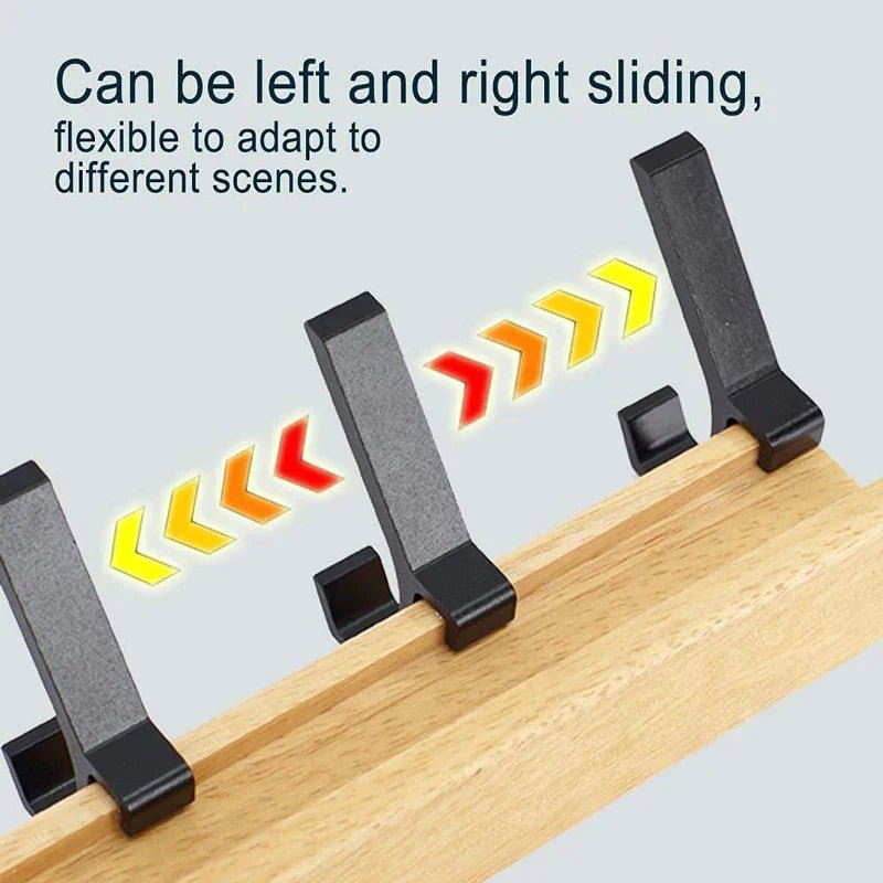 The Southern Atelier - Nordic Wall Coat Rack with 5 Movable Double Hooks in Wood and Aluminium, Black, 40 x 7 x 7 cm - The Southern AtelierSKU_1786565991665_679