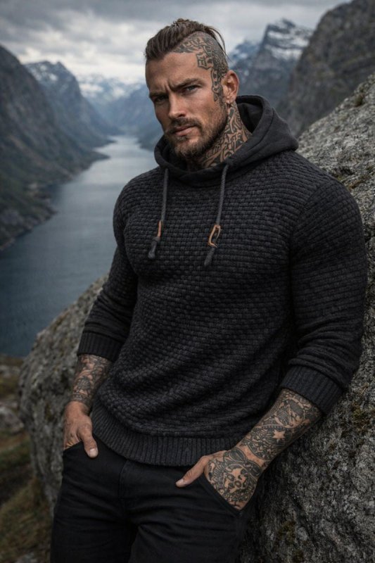 The Southern Atelier - Obsidian Tailored - Fit Hoodie in Waffle - Textured Stretch Fabric for Comfortable Everyday Wear - The Southern AtelierSKU_1778870033923_4