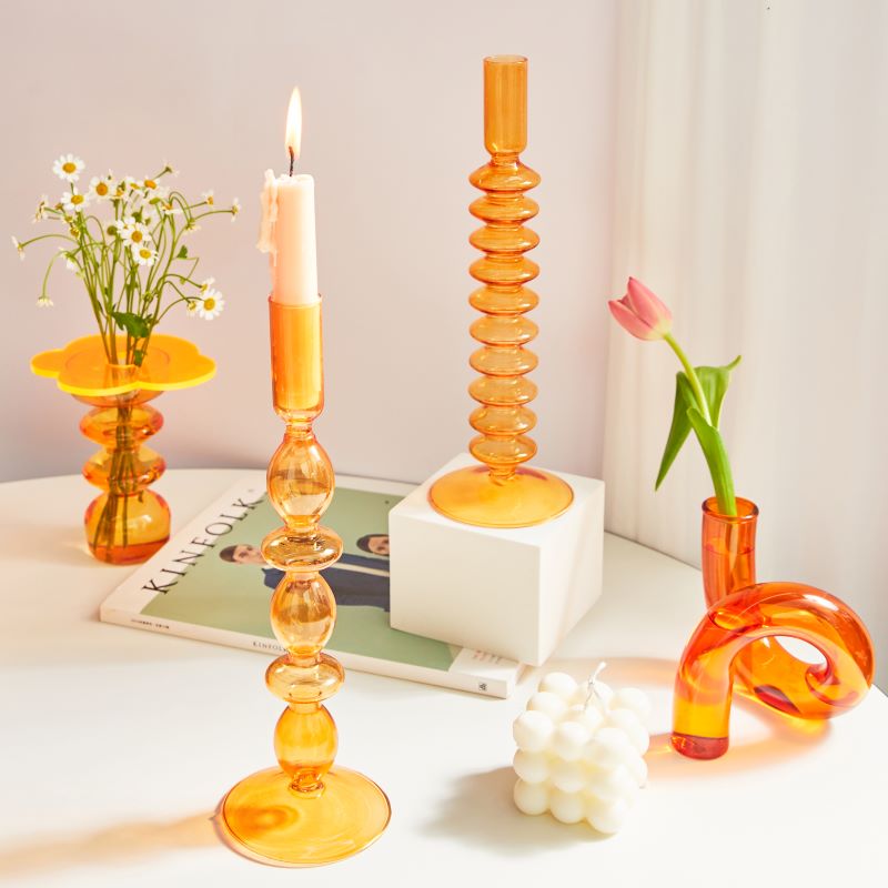 The Southern Atelier – Orange Glass Candle Holders - The Southern AtelierSKU_1755802915298_37