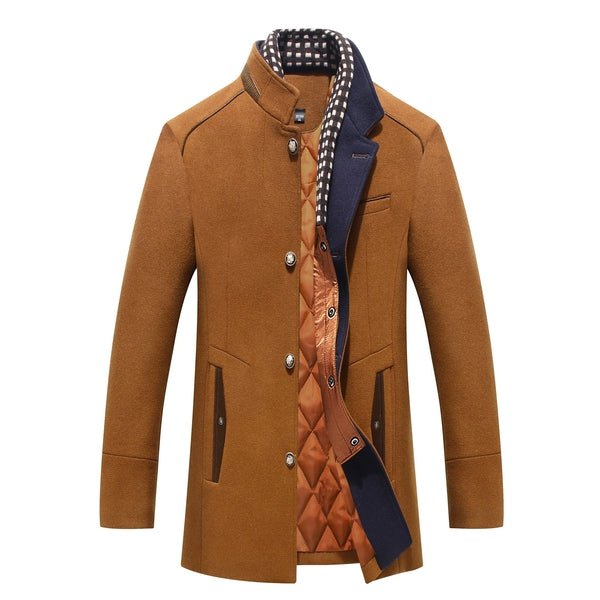 The Southern Atelier - Persian Wool - Blend Pea Coat with Detachable Zip Collar for Evenings and Events - The Southern AtelierSKU_1778870254536_329