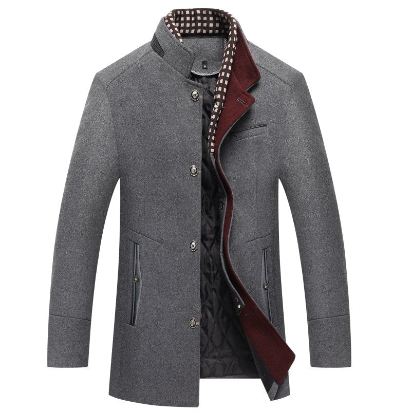 The Southern Atelier - Persian Wool - Blend Pea Coat with Detachable Zip Collar for Evenings and Events - The Southern AtelierSKU_1778870254536_371