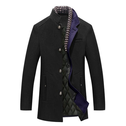 The Southern Atelier - Persian Wool - Blend Pea Coat with Detachable Zip Collar for Evenings and Events - The Southern AtelierSKU_1778870254536_890