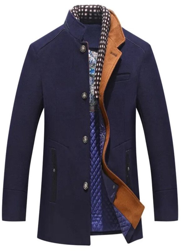 The Southern Atelier - Persian Wool - Blend Pea Coat with Detachable Zip Collar for Evenings and Events - The Southern AtelierSKU_1778870254536_914