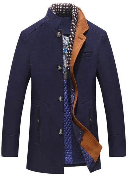 The Southern Atelier - Persian Wool - Blend Pea Coat with Detachable Zip Collar for Evenings and Events - The Southern AtelierSKU_1778870254536_914