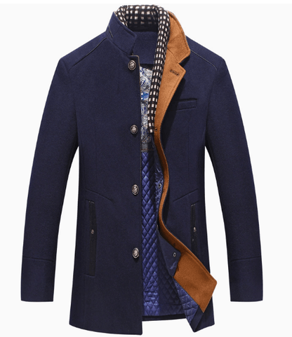 The Southern Atelier - Persian Wool-Blend Pea Coat with Detachable Zip Collar for Evenings and Events - The Southern AtelierSKU_1778870254536_914