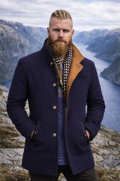 The Southern Atelier - Persian Wool - Blend Pea Coat with Detachable Zip Collar for Evenings and Events - The Southern AtelierSKU_1778870254536_914
